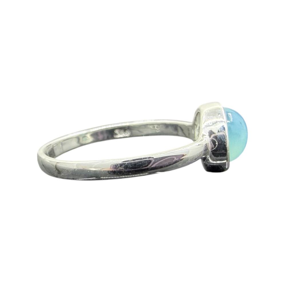 Cabochon Blue Chalcedony Ring Band 925 Sterling Silver Size 7 Gift Boxed - Picture 3 of 7
